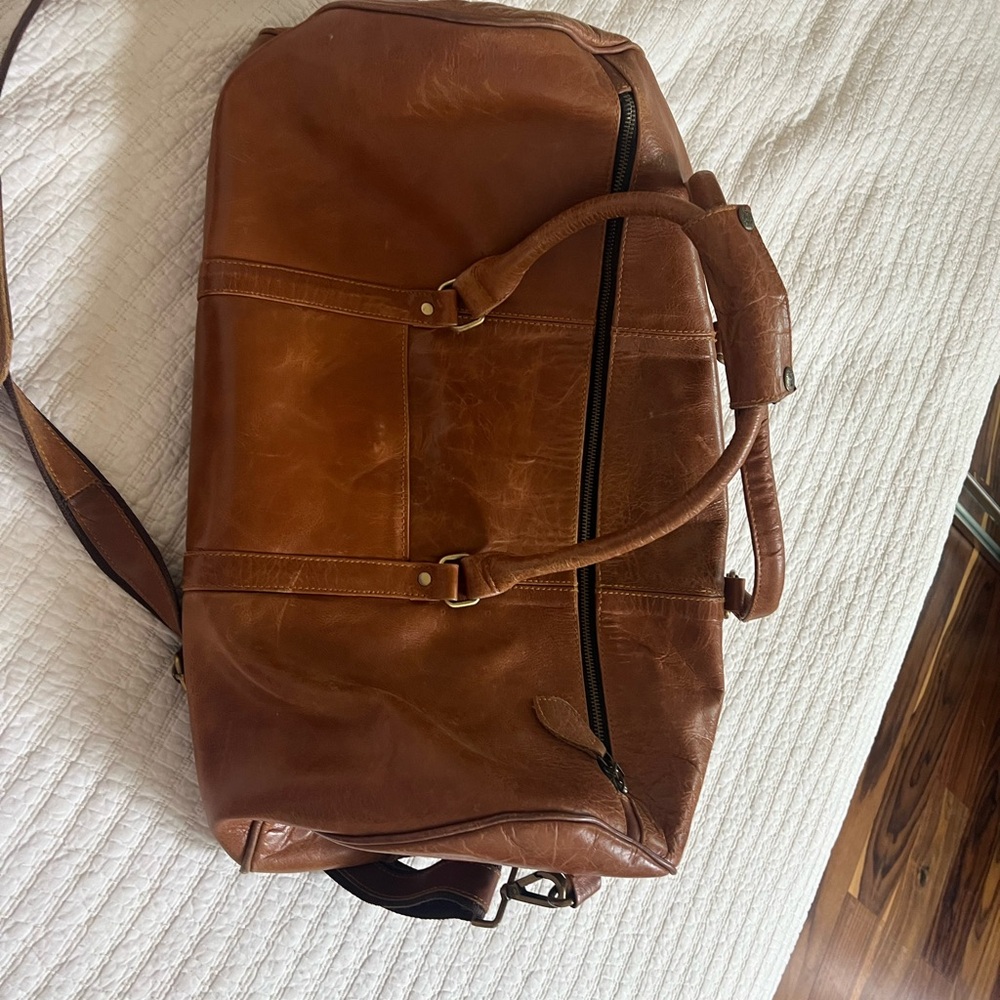 Vintage Brown Leather Weekender Bag